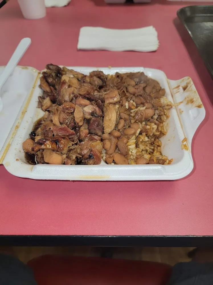 Large Bourbon Chicken with Red Beans and Spicy Rice